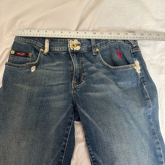 Vintage Baby Phat y2k jeans flared zippered legs distressed size 9 - Picture 1 of 11